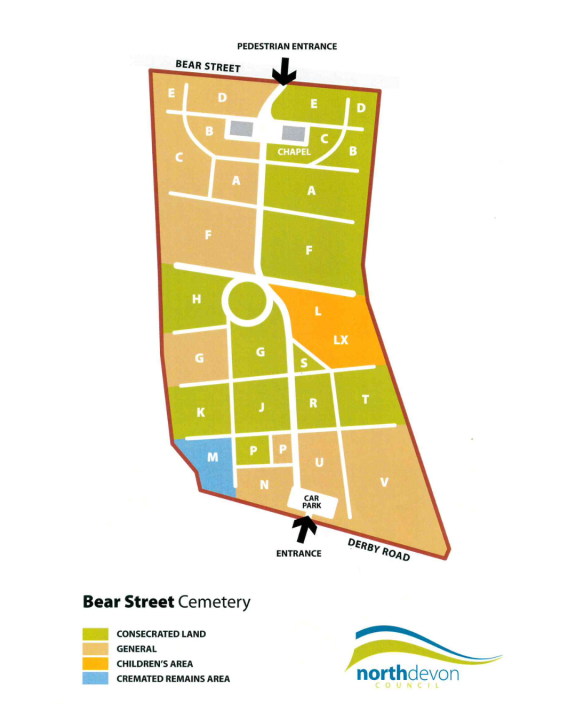 Bear Street Cemetery section map