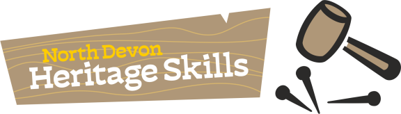 Logo consisting of a banner and a hammer