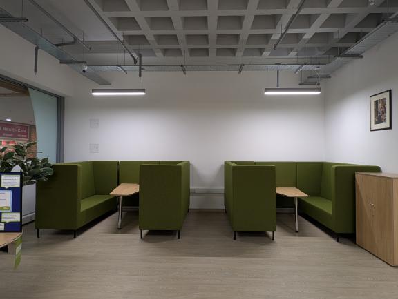 Photo of the seating areas at the Town Centre Hub
