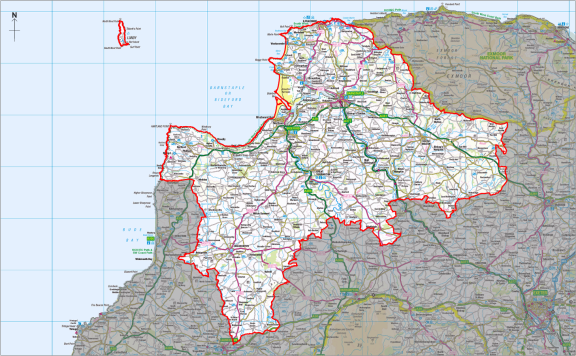 Map showing the North Devon and Torridge local plan area