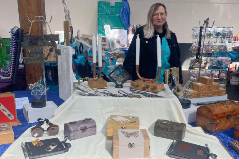 Wendy at the Combe Emporium Stand