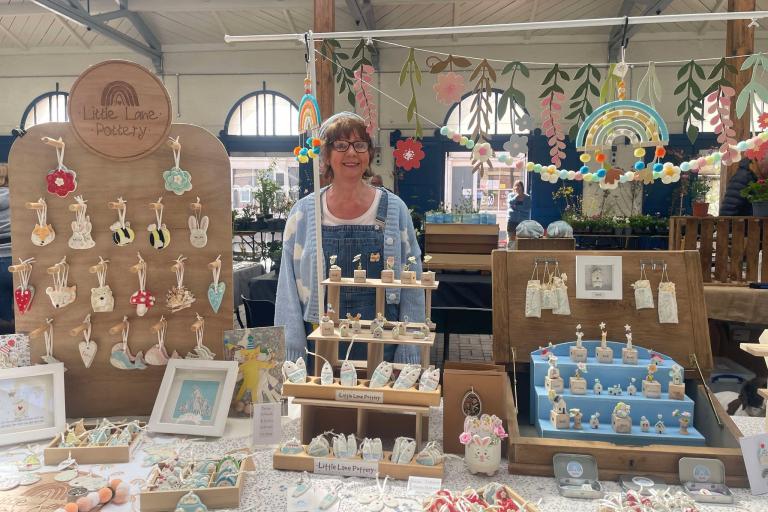 Georgie at the Little Lane Poetry stand