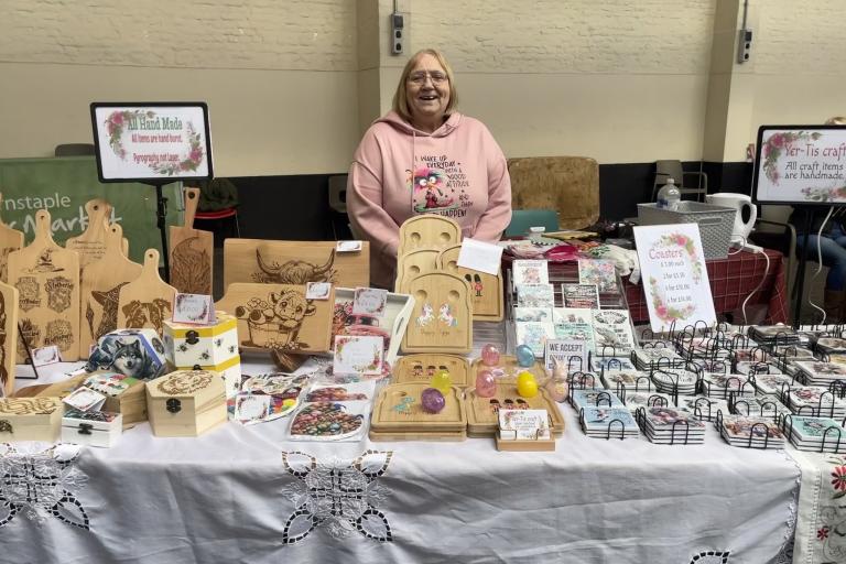 Pamela at the Yer-Tis Crafts stand