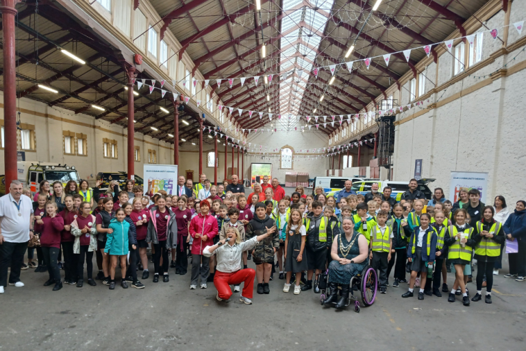 Children and staff at south molton primary school