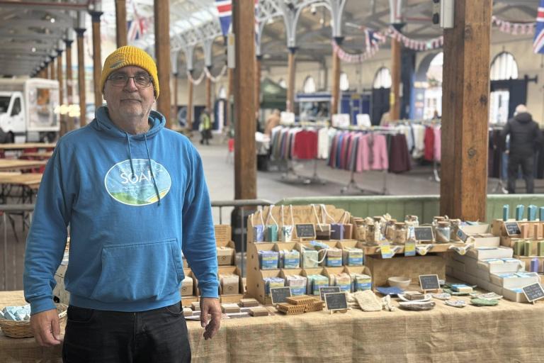 Andrew standing in front of his stall - North Devon Soap Company