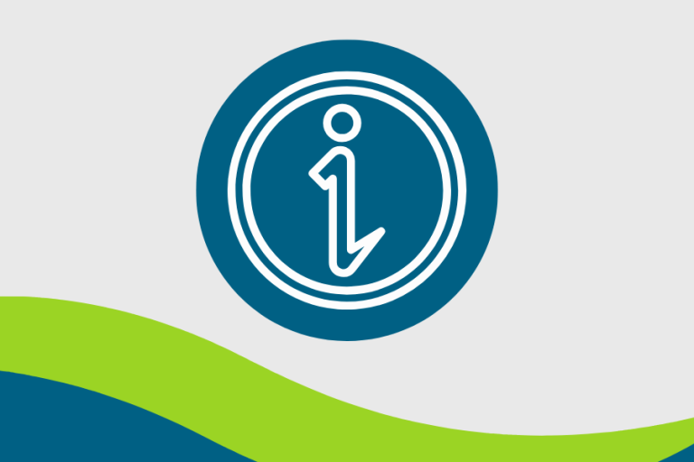 Information icon with NDC blue and green background