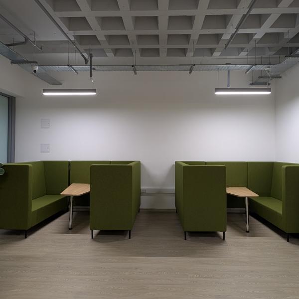 Photo of the seating areas at the Town Centre Hub